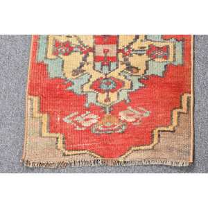 Tapis Vintage en Laine Patchwork Rouge Vert 1.3 X 2.1ft Turc Grande Surface Rectangle Zone Motif Abstrait Nouveau Tapis de Chambre en Latex Seagrass - Product Image 3