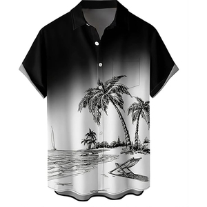 เสื้อชายหาดแขนสั้นพิมพ์ลายเสื้อฮาวายเป็นมิตรต่อสิ่งแวดล้อมสำหรับผู้ชาย - Product Image 1