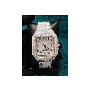Top Quality Iced Out Moissanite Diamond Watch Men's Hip Hop Watch with two Tone Luxury Wrist Watch For Him