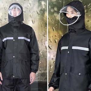 Traje de lluvia transpirable para hombres y mujeres Conjunto de dos piezas impermeable y resistente al viento para senderismo Construcción de viajes - Product Image 2