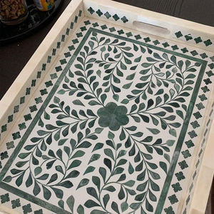 Nouveau design de luxe, plateau en bois incrusté d'os, plateaux de service écologiques de haute qualité, élégants et décoratifs en provenance d'Inde - Product Image 6