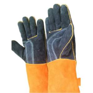 Guantes de soldadura de trabajo de seguridad largos de cuero dividido de vaca resistentes al calor de 14 pulgadas para soldador - Product Image 3