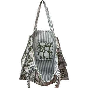 Sac fourre-tout matelassé à motifs floraux fait à la main pour femmes en coton indien grand sac à provisions décontracté cousu à la main pour dames - Product Image 2