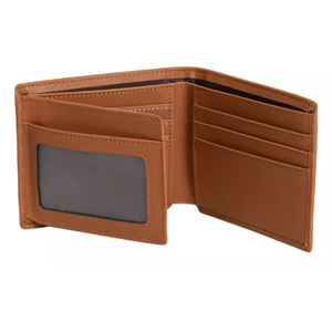 Cartera corta de cuero genuino para hombre con múltiples ranuras para tarjetas y ventana para identificación, diseño minimalista plegable, colores personalizables, billetera para hombre - Product Image 1