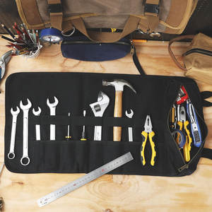 Vente en gros OEM/ODM Rouleau de clé à molette en toile cirée 10 emplacements Organisateur d'outils résistant à l'eau avec poche à fermeture éclair et sangles enveloppantes - Product Image 4