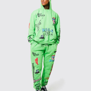 Ensemble de survêtement pour homme en coton écologique, imprimé à l'écran, tenue tendance, ensemble de jogging pour homme - Product Image 5