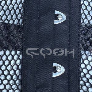 Corset amincissant surbuste en maille noire avec baleines en acier, bonnets arrondis, baleines en coton et garniture - Product Image 4