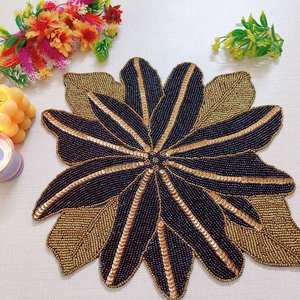 Beaded <b>Placemat</b> Handmade <b>Round</b> Charger for Luxury Dining & Holiday Decor Unique Piece Handmade Beaded, <b>Placemat</b>, Housewarming - Product Image 2