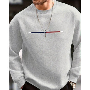 Sweat-shirt d'hiver pour homme, luxe, décontracté, sportif, 100% coton, col rond uni, noir, marine, gris, bordeaux - Product Image 2