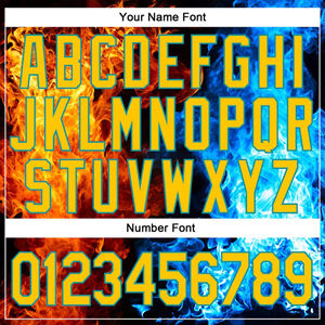 Camiseta Deportiva Sublimada Personalizada con Diseño de Llamas Azules y Rojas, Nombre del Equipo y Número, Tejido Transpirable - Product Image 4