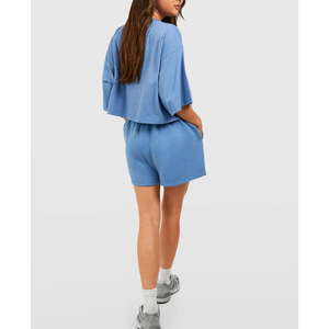 บริการ OEM ชุดเซ็ตฤดูร้อนสำหรับผู้หญิง สีพื้น 2 ชิ้น ชุดลำลอง ระบายอากาศได้ดี เป็นมิตรกับสิ่งแวดล้อม เนื้อผ้าหนา - Product Image 2