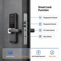 Porte en acier de sécurité intelligente, extérieure galvanisée antivol avec serrure intelligente, OEM ODM pour projets résidentiels et commerciaux, vente en gros