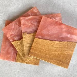 Ensemble de dessous-de-verre en bois et résine légers avec couleur personnalisée pour les boissons, dessous-de-verre en bois pour café - Product Image 1