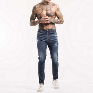 Jeans de Moda para Hombre al por Mayor, Pantalones Vaqueros Ajustados, Jeans Azules Elásticos de Diseñador para Hombre - Product Image 4