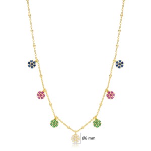 Colorful Flower Design Dainty Shaker Necklace Turkish Wholesale Handmade 925 Sterling Silver Jewelry - Product Image 3