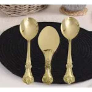 Juego de Cucharas de Latón Pulido a Mano con Brillo Suave para Uso Diario, Beneficios Ayurvédicos, Vajilla para Cocina y Comedor - Product Image 2