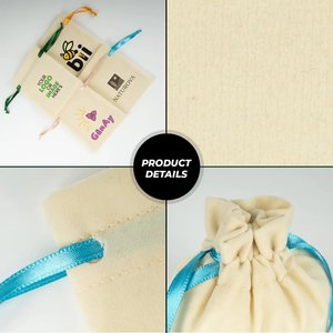 Personalized Turquoise Velvet Rose <b>Drawstring</b> <b>Pouch</b> with Screen Printing Recyclable for Storing Necklaces Gems-4 X 5 Inches - Product Image 4