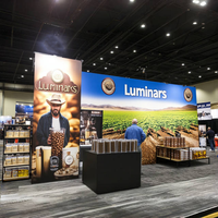 Industrie des cigares et des tuyaux de qualité supérieure PCA Show 20x20 Stand d'exposition avec affichage rétroéclairé par LED avec étagères et panneau suspendu