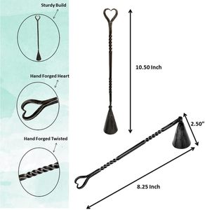Éteignoir à bougie en métal en forme de cœur forgé à la main Extincteur à bougie en fer forgé vintage avec finition noire antique - Product Image 3