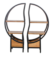 Étagère murale/de sol en métal au design en treillis de laiton AK en noir de jais fini avec 3 étagères utilitaire pour la décoration intérieure de la maison/bureau