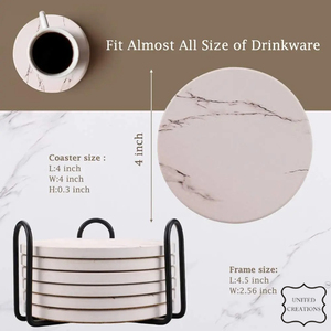 Posavasos de cerámica redondo con diseño de sublimación con parte posterior de corcho Posavasos de corcho redondo impreso OEM posavasos de corcho natural - Product Image 2