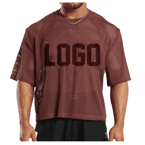 T-shirt de gymnastique à séchage rapide en polyester 100% coton personnalisable pour hommes T-shirt en jersey de maille respirant Nouveau motif solide en tissu éponge - Product Image 1