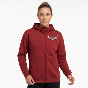 Sweat-shirt à capuche zippé rouge pour homme, coupe classique, couleur unie, veste en polaire décontractée, vêtements d'automne - Product Image 5