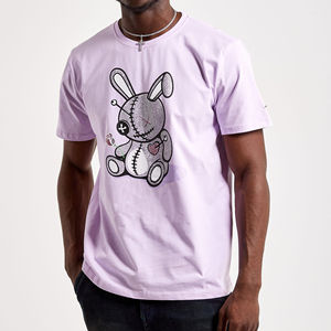 T-shirt à manches courtes à col en strass personnalisé T-shirt à la mode en coton lourd hip hop à épaules tombantes pour hommes - Product Image 1