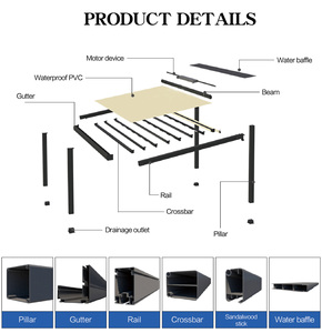Système de <span class=keywords><strong>toit</strong></span> rétractable électrique imperméable en PVC, pergola coulissante - Product Image 4