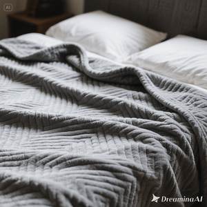 Couverture polaire douce de luxe Ligne grise confortable Design en relief Queen Size - Product Image 2