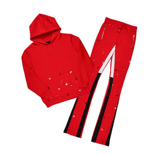 Ensemble survêtement streetwear pour homme avec logo personnalisé, survêtement d'hiver avec pantalon de jogging ample et évasé, deux pièces, survêtement 100% coton - Product Image 6