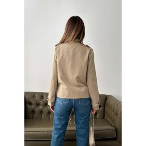 Veste courte utilitaire double couche kaki clair coupe-vent en gros - Product Image 1