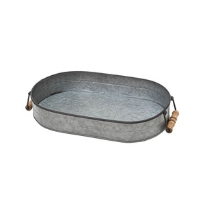Nueva Venta de bandeja galvanizada hecha a mano bandejas decorativas granja Metal rústico bandeja para servir forma de tamaño personalizado - Product Image 1