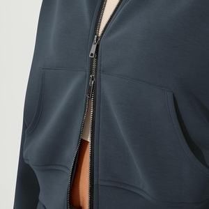 Sweat à capuche zippé pour femmes OEM personnalisé impression de logo en tissu mélangé de coton respirant et marque de distributeur pour la saison hivernale - Product Image 4