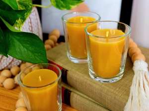 Bougeoirs votifs en verre transparent, récipient de bougie en cire d'abeille pour recharges, tasse de pot en verre rechargeable, cire d'abeille votives en cire d'abeilles - Product Image 2