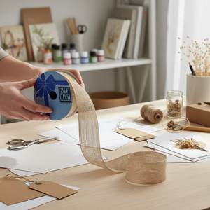 Cinta Decorativa Ecológica de Yute de Colores, Rollo de Cinta de Satén y Lino de Lujo para Envolver y Empaquetar Regalos - Product Image 4