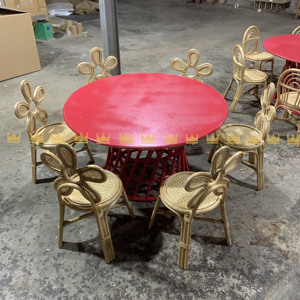 Mesa redonda moderna de ratán para niños hecha a mano, ratán 100% para uso en exteriores y jardín, precio directo de Vietnam para parques y hoteles - Product Image 1