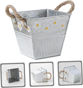 Small Size Steel Metal Planter Hand Painted Flowers Stackable <b>Plant</b> Pot Outdoor Centre <b>Table</b> Balcony Garden Decor Gift Pot - Product Image 5