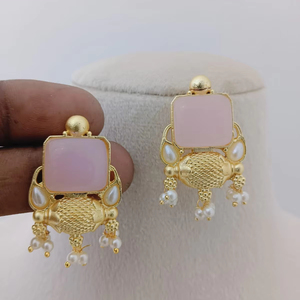 Conjunto de pendientes de gota de Esmeralda cuadrada de diseño único de Royal Stone Moda rica y elegante para niñas y mujeres - Product Image 1