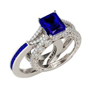 Anillo de Compromiso de Plata de Ley con Corte Radiante Intercambiable Jeulia - Product Image 1