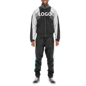 Ensemble de survêtement 2 pièces pour homme, coupe-vent color block, personnalisable en gros, veste zippée et pantalon de jogging - Product Image 4