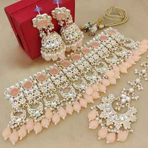 Gargantilla Kundan tradicional india de alta calidad con pendientes Jhumki y Maang Tikka Ideal para bodas, ocasiones especiales - Product Image 1