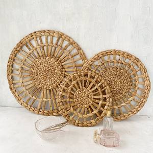 Round water hyacinth placemats manufacturer price weaving placemat for <b>dinner</b> table styling - Product Image 5