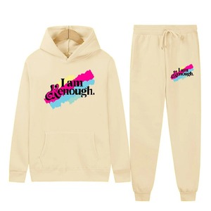 Vêtements de sport décontractés pour hommes et femmes 100% coton, pulls à capuche à manches longues, ensembles de pantalons de sport à la mode pour l'automne - Product Image 5