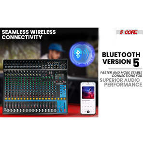 มิกเซอร์เสียงดีเจ 5Core 24 ช่อง สเตอริโอ พร้อมเอฟเฟกต์ 256 แบบ USB บลูทูธ พลังแฟนทอม 48V - Product Image 3
