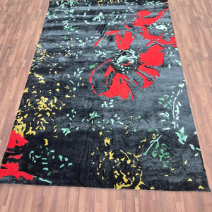 Alfombra Oushak azul marino 9x12 Alfombra grande otomana turca con patrón abstracto Alfombra turca de gran tamaño estampada en beige - Product Image 1