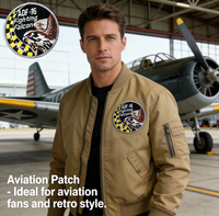 Badge circulaire standard, patch souvenir pour passionnés d'aviation, pour sacs fourre-tout en toile noire, modèles d'avions, t-shirts de loisirs