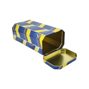 Boîte en métal rectangulaire mate en fer blanc avec couvercle, personnalisable avec logo – Contenant vide de qualité alimentaire pour jus et boissons - Product Image 4