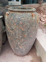 1. Pot de fleurs en céramique émaillée rustique vert bleu antique, grand et rond, best-seller, pour l'extérieur, pot de jardin, poterie