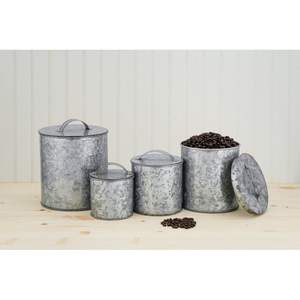 Galvanized <b>Canister</b> <b>Set</b> With Functional Design And Authentic Rustic Texture Providing Versatile Use In Modern <b>Kitchens</b> - Product Image 4